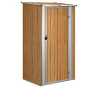vidaXL Cobertizo de Jardín Cabaña Troncos Armario Herramientas Almacenamiento Exterior Patio Aire Libre Acero Galvanizado Marrón 118,5x97x209,5 cm