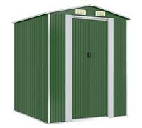 vidaXL Cobertizo de Jardín Caseta Casita Almacenamiento Herramienta Puerta Patio Ventilación Techo Exterior Acero Galvanizado Verde