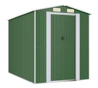 vidaXL Cobertizo de jardín Caseta de almacenamiento con puerta y ventilación Acero galvanizado Verde