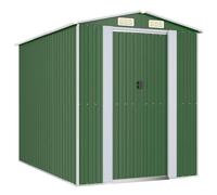 vidaXL Cobertizo de Jardín Caseta Casita Almacenamiento Herramienta Puerta Patio Ventilación Techo Exterior Acero Galvanizado Verde