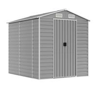 vidaXL Cobertizo de Jardín, Caseta con Almacenaje, Cobertizo para Herramientas, Caseta para Leña Muebles Equipos, Acero Galvanizado Gris Claro