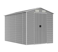 vidaXL Cobertizo de Jardín, Caseta con Almacenaje, Cobertizo para Herramientas, Caseta para Leña Muebles Equipos, Acero Galvanizado Gris Claro