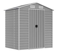 vidaXL Cobertizo de Jardín, Caseta con Almacenaje, Cobertizo para Herramientas, Caseta para Leña Muebles Equipos, Acero Galvanizado Gris Claro