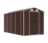 vidaXL Cobertizo de Jardín, Caseta con Almacenaje, Cobertizo para Herramientas, Caseta para Leña Muebles Equipos, Acero Galvanizado Marrón