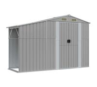 vidaXL Cobertizo de Jardín, Caseta con Almacenamiento, Almacén para Herramientas Leña, Cobertizo para Patio Terraza, Acero Galvanizado Gris