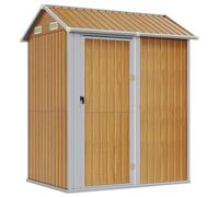 vidaXL Cobertizo de Jardín, Caseta de Herramientas, Cobertizo de Almacenaje, Caseta para Leña Muebles Equipos, Acero Galvanizado Marrón Claro