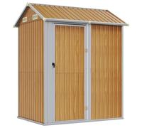 vidaXL Cobertizo de Jardín, Caseta de Herramientas, Cobertizo de Almacenaje, Caseta para Leña Muebles Equipos, Acero Galvanizado Marrón Claro