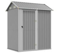 vidaXL Cobertizo de Jardín, Caseta de Herramientas, Cobertizo de Almacenaje, Caseta para Leña Muebles Equipos, Acero Galvanizado Gris Claro