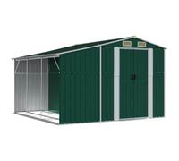 vidaXL Cobertizo de Jardín, Caseta para Herramientas Muebles Leña, Cobertizo de Almacenaje, Caseta para Patio, Acero Galvanizado Verde