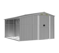 vidaXL Cobertizo de Jardín, Caseta para Herramientas Muebles Leña, Cobertizo de Almacenaje, Caseta para Patio, Acero Galvanizado Gris