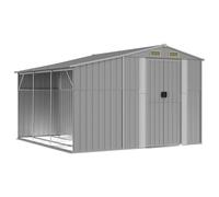 vidaXL Cobertizo de Jardín, Caseta para Herramientas Muebles Leña, Cobertizo de Almacenaje, Caseta para Patio, Acero Galvanizado Gris