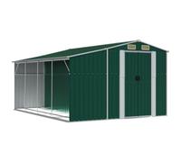 vidaXL Cobertizo de Jardín, Caseta para Herramientas Muebles Leña, Cobertizo de Almacenaje, Caseta para Patio, Acero Galvanizado Verde