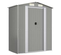 vidaXL Cobertizo de jardín – Caseta exterior de acero galvanizado, gris claro, con puerta