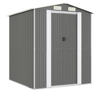 vidaXL Cobertizo de jardín Caseta de acero galvanizado para almacenamiento con puerta Gris claro