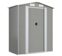vidaXL Cobertizo de jardín – Caseta exterior de acero galvanizado, gris claro, con puerta
