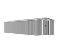vidaXL Cobertizo de Jardín Patio Casata Casetilla Almacenamiento de Herramienta Almacenaje Exterior Acero Galvanizado Gris 257x779x181 cm