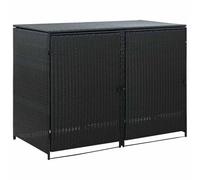 vidaXL Cobertizo Doble contenedor Basura ratán Negro 148x80x111cm