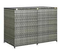 vidaXL Cobertizo Doble para Contenedor Basura Caja Caseta Grande Escondite Cubierta para Almacenamiento con Tapa Arcón Exterior Ratán PE Antracita