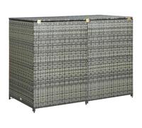 vidaXL Cobertizo Doble para Contenedor Basura Caja Caseta Grande Escondite Cubierta para Almacenamiento con Tapa Arcón Exterior Ratán PE Antracita