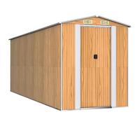 vidaXL Cobertizo Jardín Caseta Casita Almacenamiento Herramienta Puerta Patio Ventilación Techo Exterior Acero Galvanizado Marrón Claro