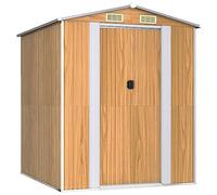 vidaXL Cobertizo Jardín Caseta Casita Almacenamiento Herramienta Puerta Patio Ventilación Techo Exterior Acero Galvanizado Marrón Claro