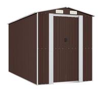 vidaXL Cobertizo Jardín Caseta Herramientas Patio Trasero Césped Parque Piscina Almacenamiento Exteriores Acero Galvanizado Marrón Oscuro