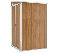 vidaXL Cobertizo Jardín Pared Accesorio Patio Cubierta Organizador Espacio Almacenamiento Caseta con Puerta para Casa Acero Galvanizado Marrón