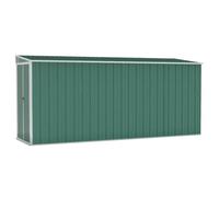 vidaXL Cobertizo Jardín Pared Paito Casata Casetilla Almacenamiento de Herramienta Almacenaje Exterior Acero Galvanizado Verde 118x382x178 cm