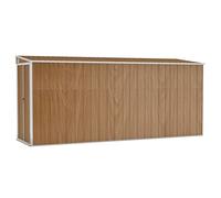 vidaXL Cobertizo Jardín Pared Paito Casata Casetilla Almacenamiento de Herramienta Almacenaje Exterior Acero Galvanizado Marrón 118x382x178 cm