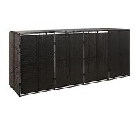 vidaXL Cobertizo para 4 contenedores de basura ratán PE 274x80x117 cm