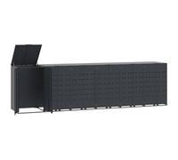 vidaXL Cobertizo para 6 cubos de basura acero antracita 414x79x117 cm, cobertizo de cubos para exterior, caseta para cubos de basura, cobertizo de cubos de reciclaje