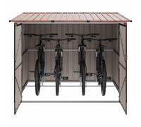 vidaXL Cobertizo para Bicicletas 3 pcs Marrón 215 x 206 x 157 cm Metal, Jardín y terraza, Rectangular, Moderno, Duradero, diseño Estiloso para Espacios Exteriores, Mantenimiento fácil, Apariencia con