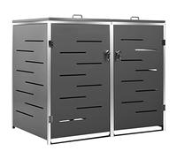 vidaXL Cobertizo para Dos Contenedores de Basura, Cobertizo con Ruedas, Almacenamiento de Cubos de Basura, Cobertizo para Papeleras Jardín, Acero