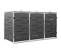 vidaXL Cobertizo para Tres Contenedores de Basura, Cobertizo con Ruedas, Almacenamiento de Cubos de Basura, Cobertizo para Papeleras Jardín, Acero