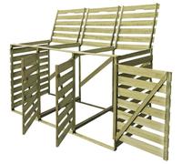 vidaXL Cobertizo Triple para Tres Contenedores de Basura 240 L con Tapa Madera