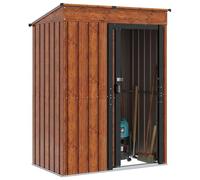 vidaXL Cobertizos de jardín Marrón 137 x 81 x 180 cm Metal, Cobertizo Rectangular de Metal para jardín y terraza, almacena Herramientas y Organiza Equipos al Aire Libre