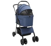 VidaXL - Cochecito de 4 ruedas de tela Oxford impermeable plegable (81 x 47 x 99 cm) con freno de seguridad para perros y gatos