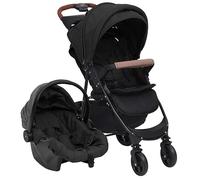 vidaXL Cochecito de Bebé 3 en 1 Carrito Sillita Silla de Paseo Corredor Infantil Canasta Niños Ajustable Dosel Plegable de Acero Gris Antracita