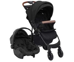 vidaXL Cochecito de Bebé 3 en 1 Carrito Sillita Silla de Paseo Corredor Infantil Canasta Niños Ajustable Dosel Plegable de Acero Gris Antracita