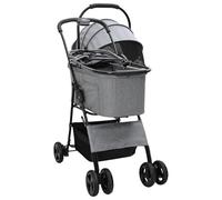 VidaXL - Cochecito gris para mascotas (4 ruedas, tela Oxford, 81 x 47 x 99 cm, cochecito plegable y portátil moderno con comodidad, freno sensible, adecuado para interiores