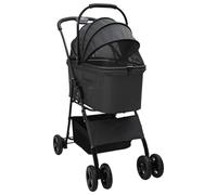 VidaXL - Cochecito para mascotas (tela Oxford negra, 81 x 47 x 99 cm), diseño moderno, plegable, con función de frenado sensible, para interiores y exteriores, fácil de almacenar, de acero