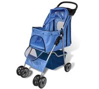 vidaXL Cochecito Plegable de Mascota Perro Gato Azul Transportador Carrito