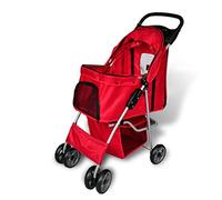 vidaXL Cochecito Plegable de Mascotas Rojo Transportador Carrito Perros Gatos