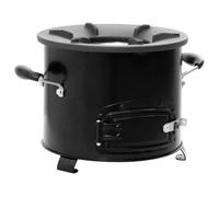 vidaXL Cocina de Leña para Camping Estufa Barbacoa Calentador Chimenea Hornillo Cohete Habitación Casa Hogar Metal Negro 36x26x22,5 cm