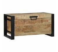 vidaXL Cofre de Almacenamiento Rústico de Madera Maciza de Mango con Acabado Texturizado y Manijas de Metal Negro Ideal para Sala de Estar, Dormitorio o Pasillo, Medidas 60 X 30 cm Baúl Grande de Made