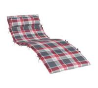 vidaXL Cojín para Tumbona de Sol Cuadros Rojo y Gris 178 x 60 x 4 cm,