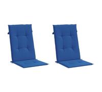 vidaXL Cojín Silla de jardín Respaldo Alto 2 uds Tela Azul 120x50x3 cm