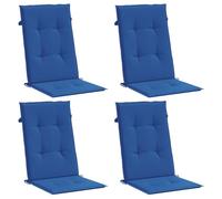 vidaXL Cojines de Sillas de Jardín 4 uds, Almohadas con Respaldo Alto, Acolchados para Sillones, Cojines para Patio, Tela Azul Klein 120x50x3 cm