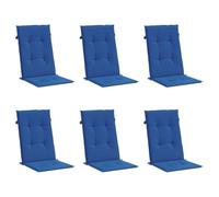 vidaXL Cojines de Sillas de Jardín 6 uds, Almohadas con Respaldo Alto, Acolchados para Sillones, Cojines para Patio, Tela Azul Klein 120x50x3 cm