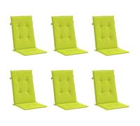 vidaXL Cojín Silla de jardín Respaldo Alto 6 uds Tela Verde 120x50x3cm